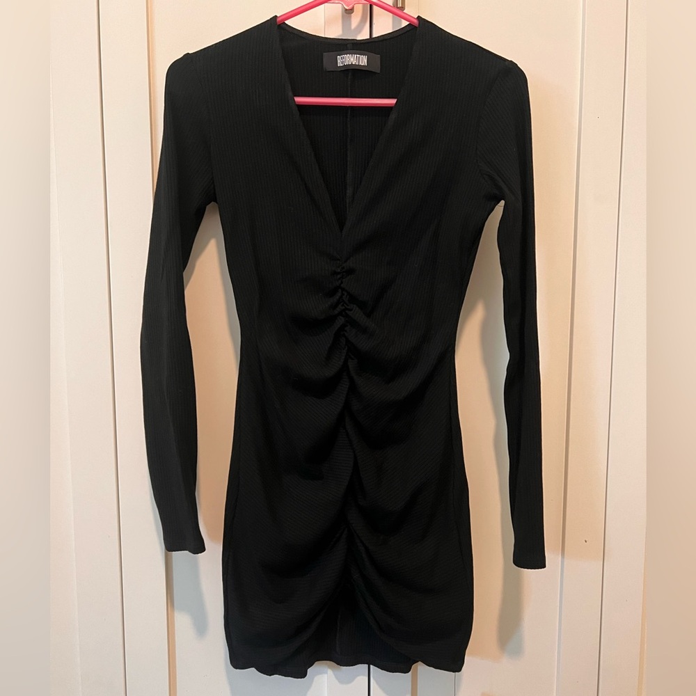 Reformation shirred front rib dress